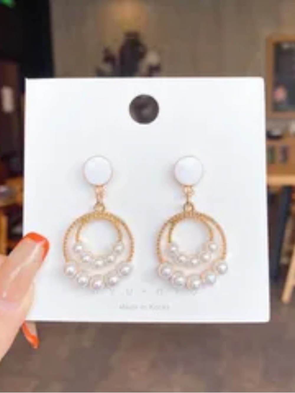 Elegant White & Gold Pearl Drop Earrings - Women Jewelry